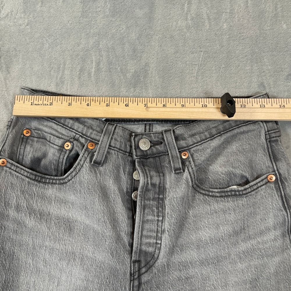 Levis 501 Women's Jeans W27 L30 Original Fit Grey Straight Leg Button Fly - Picture 5 of 8